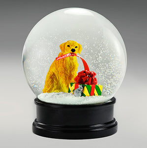 Dog With Gift Snow Globe